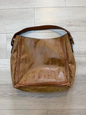 Boho Brown Hobo Bag Purse Faux Leather Distressed Finish Braided Strap Western